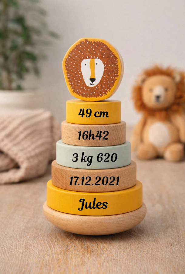 Tour empilable personnalisée naissance - M. Lion - Trixie Baby