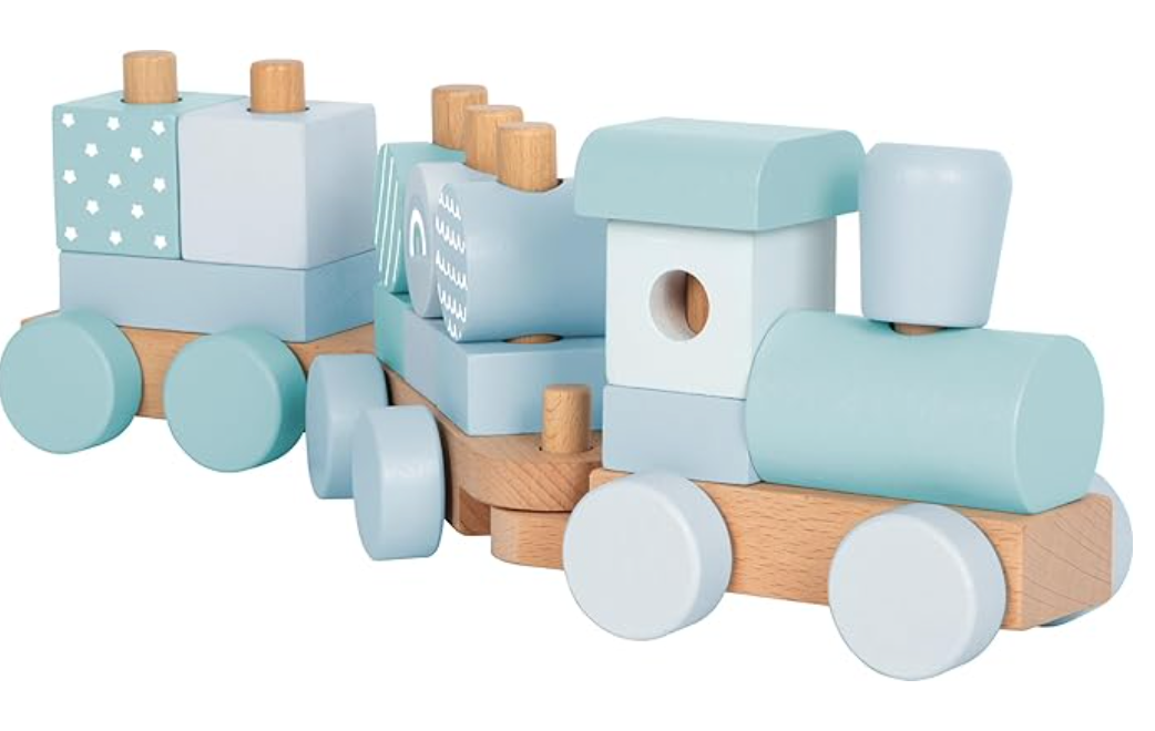 Train en bois personnalisé - Prénom, date, poids, taille et heure de naissance