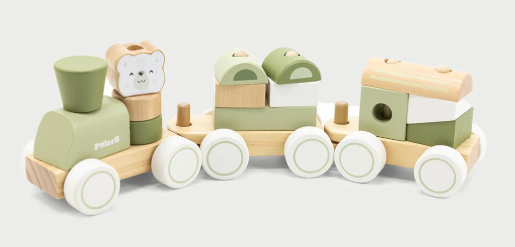 Train en bois personnalisé - Prénom, date, poids, taille et heure de naissance