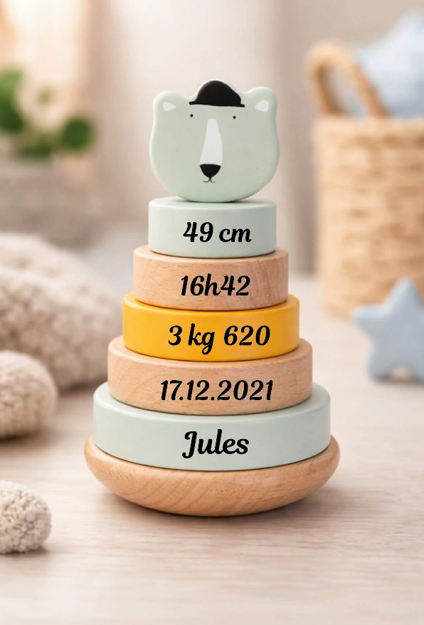 Tour empilable personnalisée naissance - M. Ours polaire - Trixie Baby