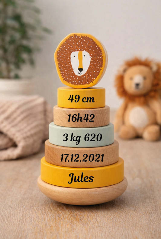 Tour empilable personnalisée naissance - M. Lion - Trixie Baby
