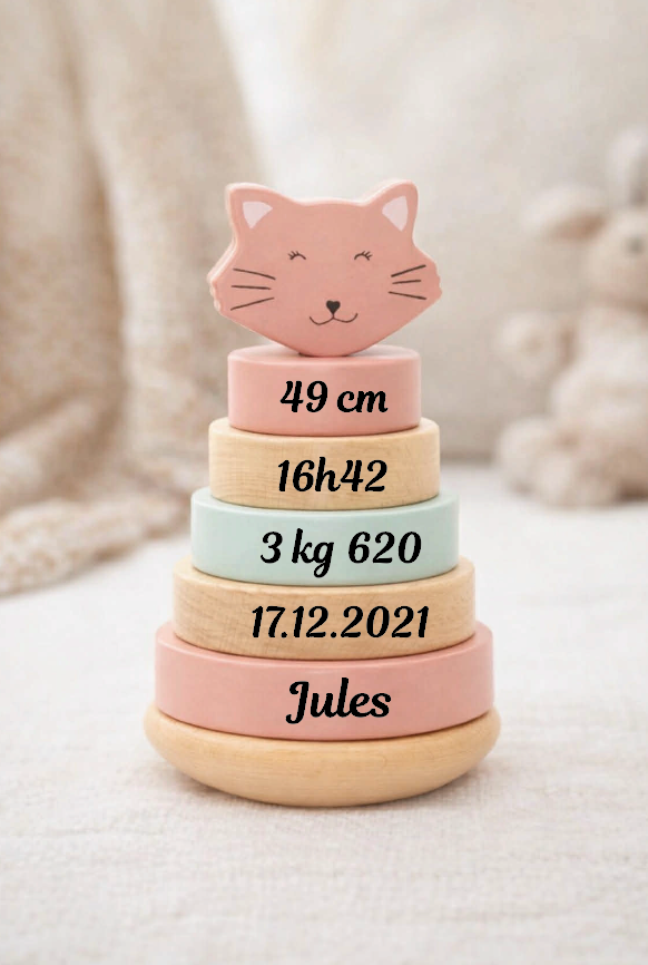 Tour empilable personnalisée naissance - Mrs. Chat - Trixie Baby