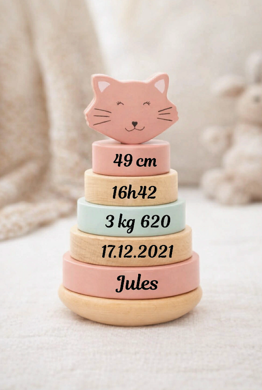 Tour empilable personnalisée naissance - Mrs. Chat - Trixie Baby