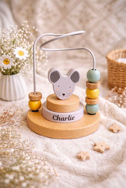 Labyrinthe de perles en bois personnalisé | Jouet d'éveil bébé | Trixie Baby | Prénom au choix