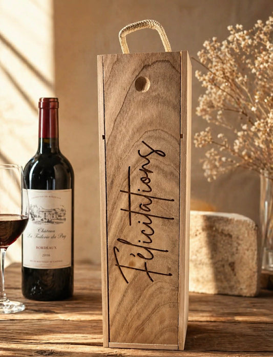 Caisse à vin en bois Félicitations - Cadeau unique