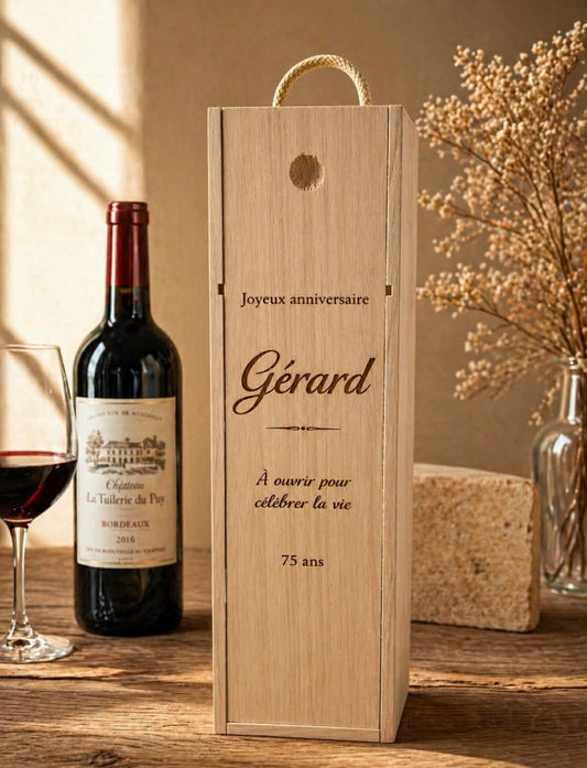 Caisse à vin en bois personnalisée - Cadeau unique